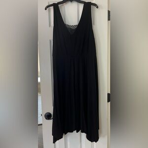 Black midi dress with lace panel